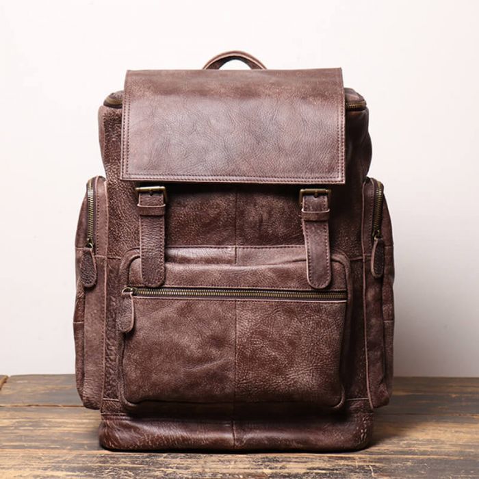 Business Vintage Rucksack Leder für Herren mit Laptopfach