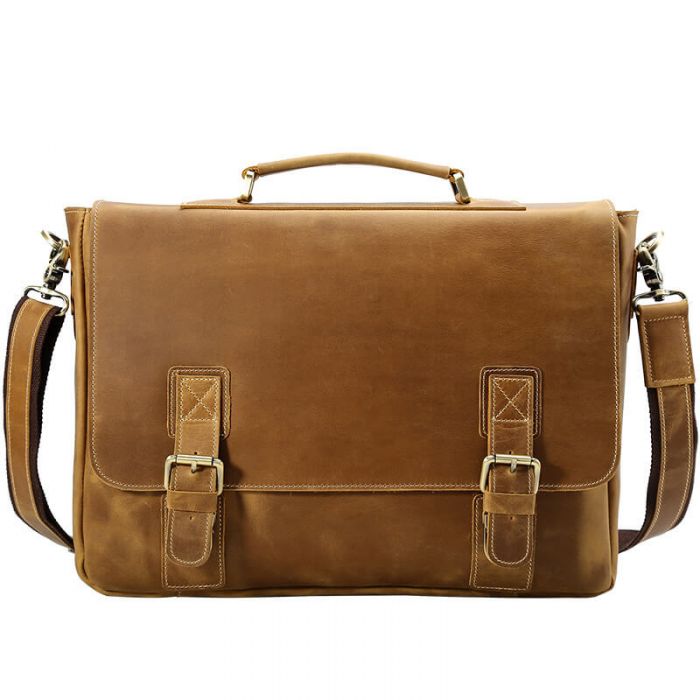 Umhängetasche Leder Herren Vintage Businesstasche Laptopfach