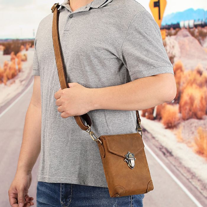 kleine Umhängetasche Herren Leder Gürteltasche