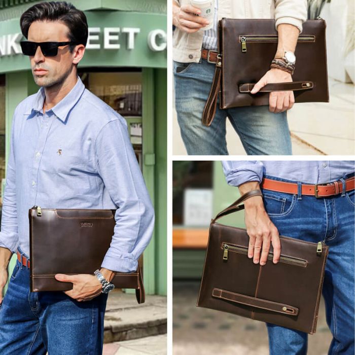 Handtasche Leder Laptoptasche Herren 14 Zoll
