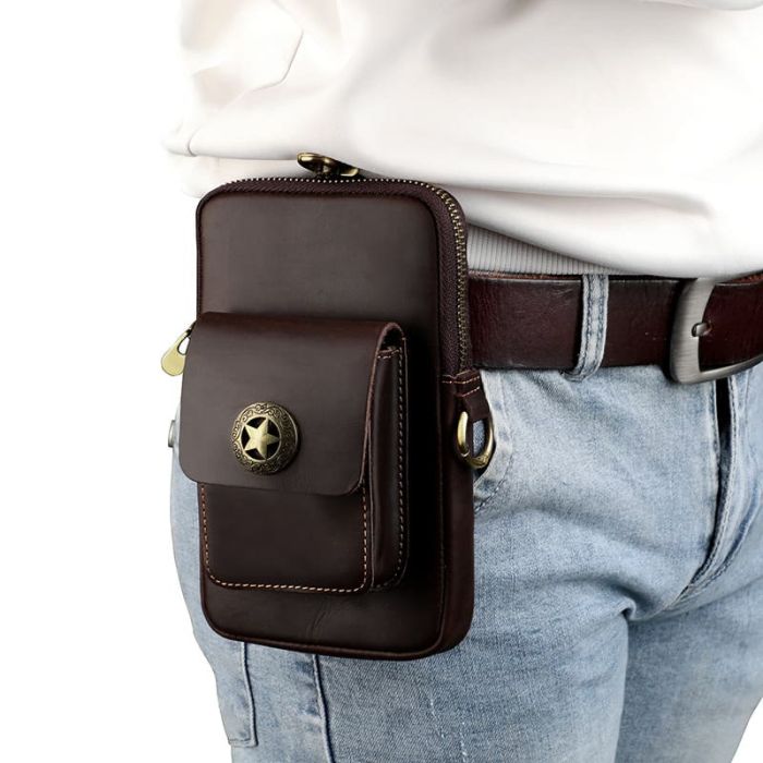 Herren Gürteltasche Leder Hüfttasche Vintage für Handy