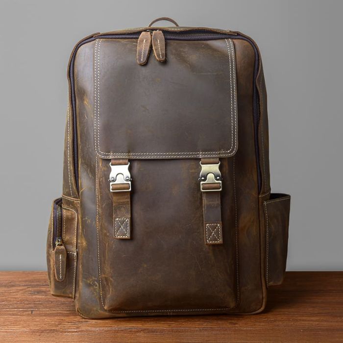 Business Rucksack Herren Leder braun Vintage mit Laptopfach für Reisen