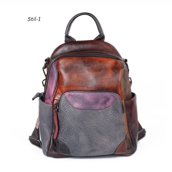 City Rucksack Damen bunt mit weichem Leder