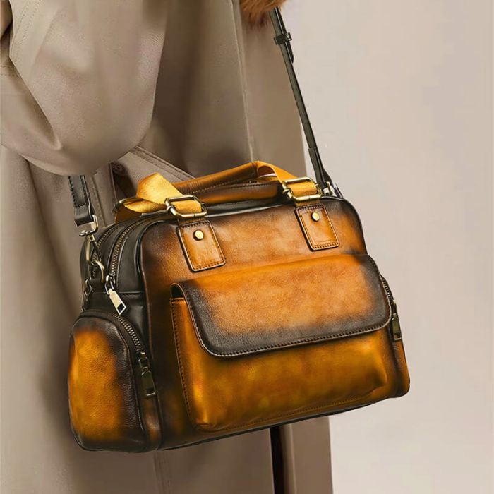 kleine Damen Handtasche Leder Umhängetasche Vintage in 4 Farben