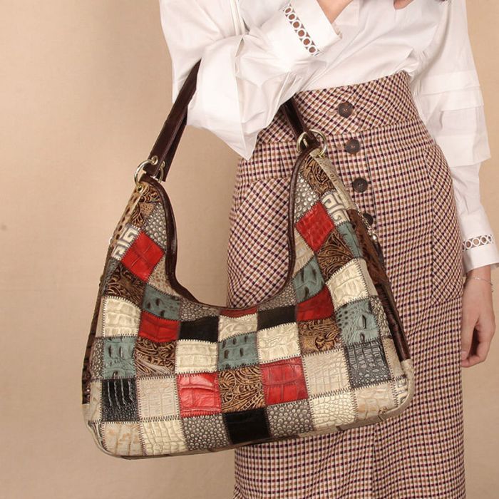 modische Achseltasche Damen Schultertasche Bunt Frauen Patchwork Tasche