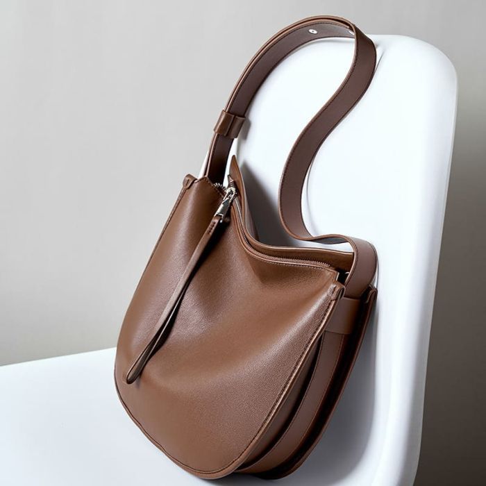 Damen Umhängetasche Leder für Alltag schlichte Schultertasche