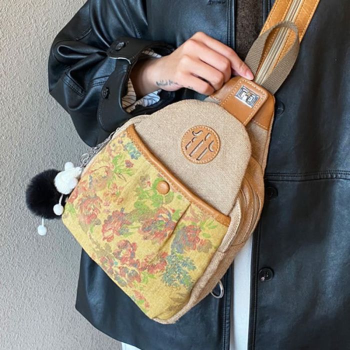 Brusttasche Canvas Brustbeutel Damen für Reisen