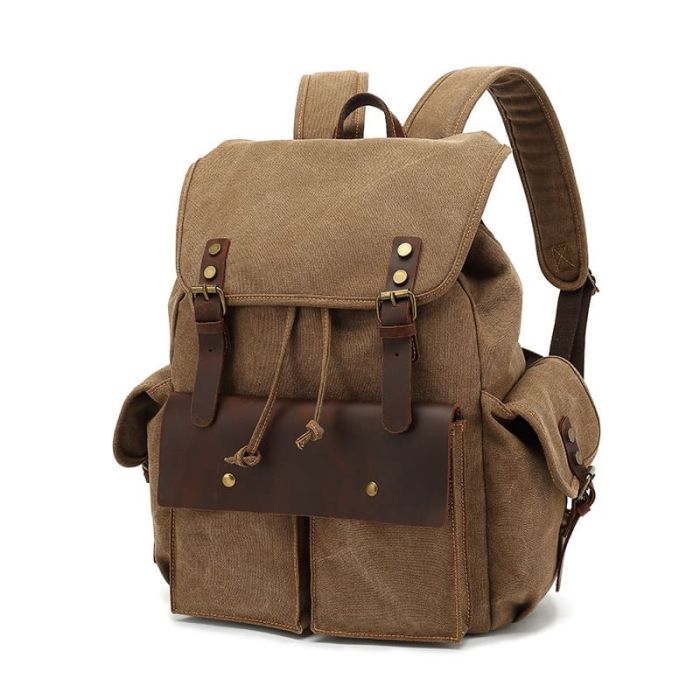 großer Rucksack Herren gewachstes Canvas für Reisen und Uni