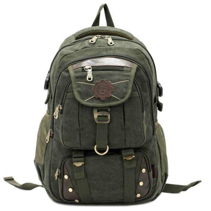 Unisex Rucksack Backpack Canvas für Schule Uni und Freizeit