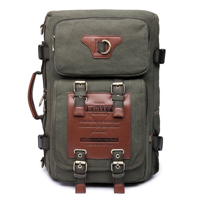 Rucksack Umhängetasche 2 in 1 Canvas für Uni und Reise mit Laptopfach