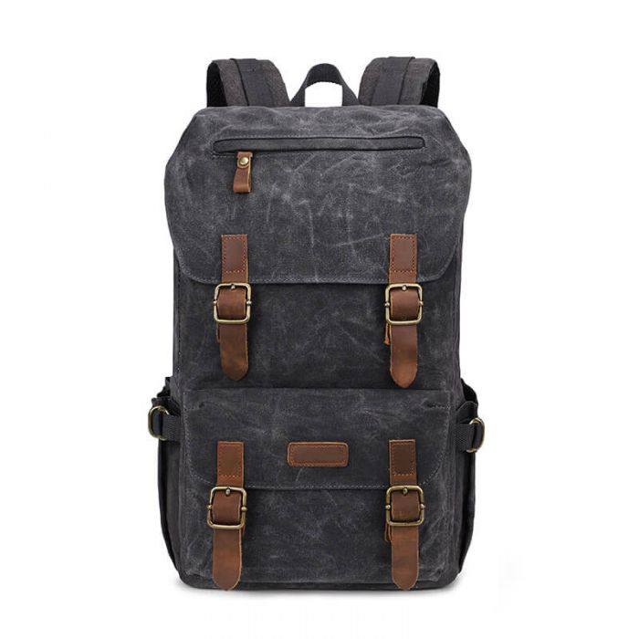 Vintage groß Rucksack gewachstes Canvas für Uni mit Laptopfach