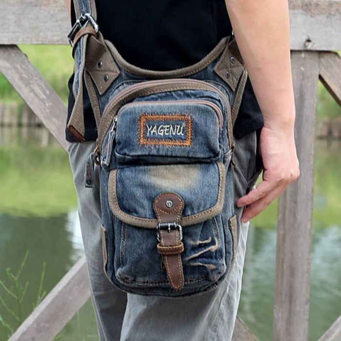 umhängetasche herren denim