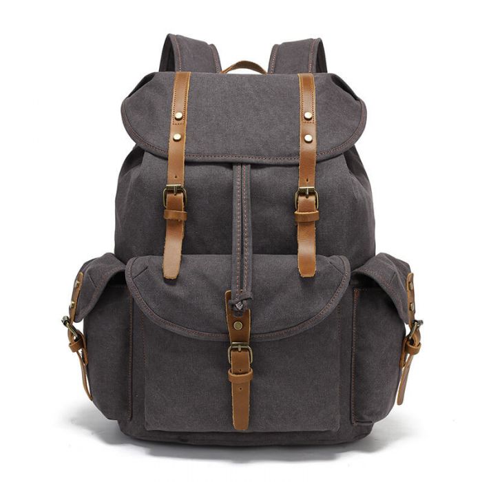 Vintage Rucksack Canvas für Schule und Uni mit Laptopfach