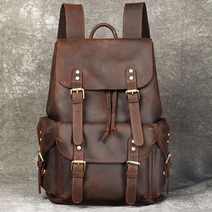 leder rucksack braun vintage