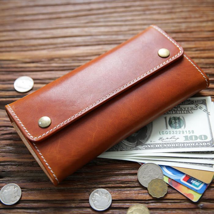 Herren Brieftasche lang Leder Geldbörse Portemonnaie Vintage