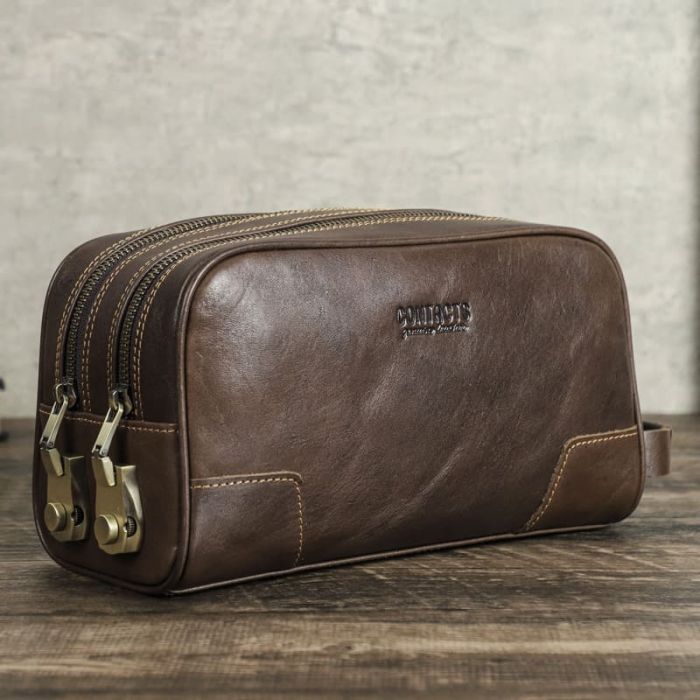 Herren Clutch Leder Handtasche Kulturtasche mit Zahlenschloss