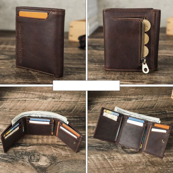 Geldbörse Herren 3 teilig Portemonnaie Hosentasche RFID Geldbeutel Vintage braun