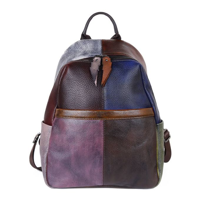 Rucksack Damen Leder Vintage bunt
