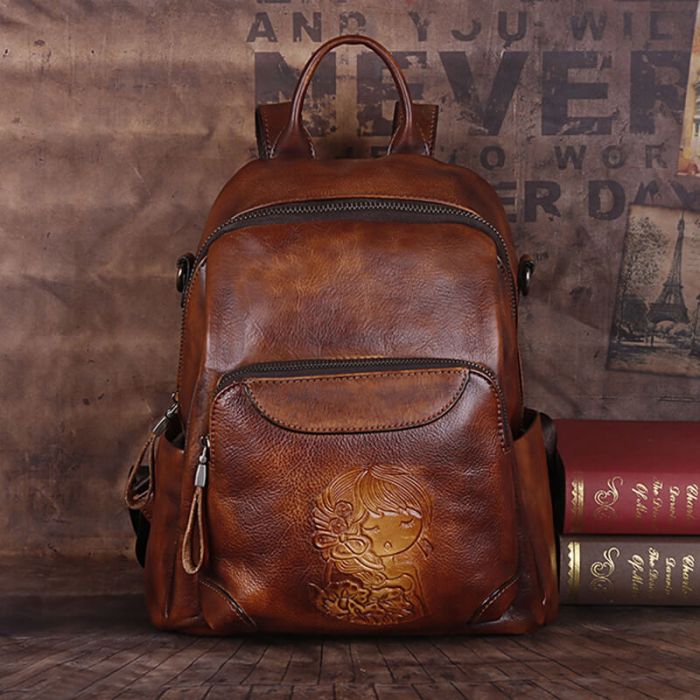 rucksack damen leder vintage