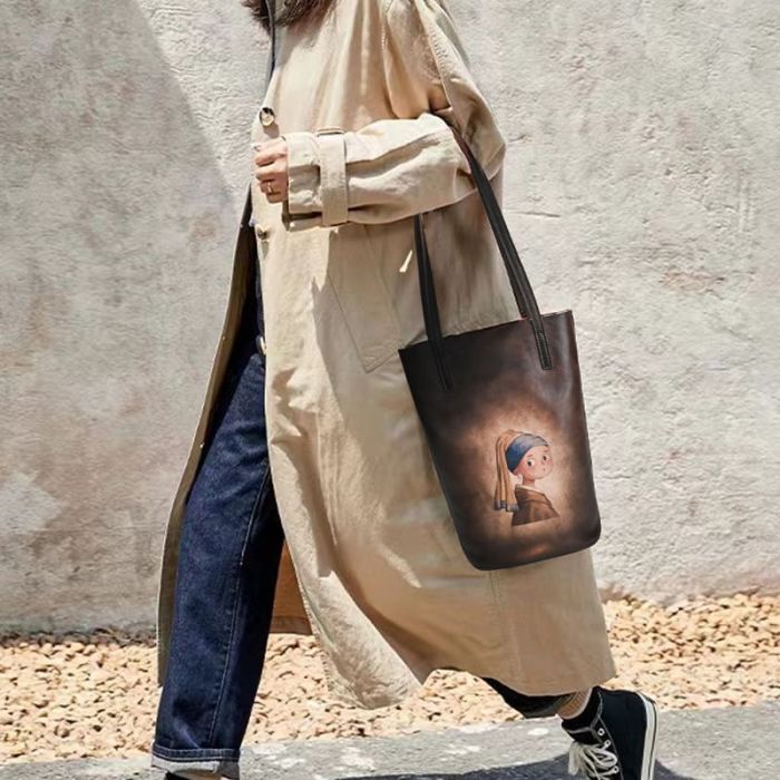 Damen Schultertasche Leder mit Reißverschluss in 4 Farben