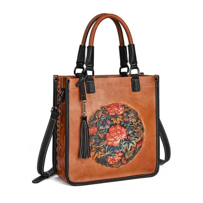 damen handtasche mit blumenmuster