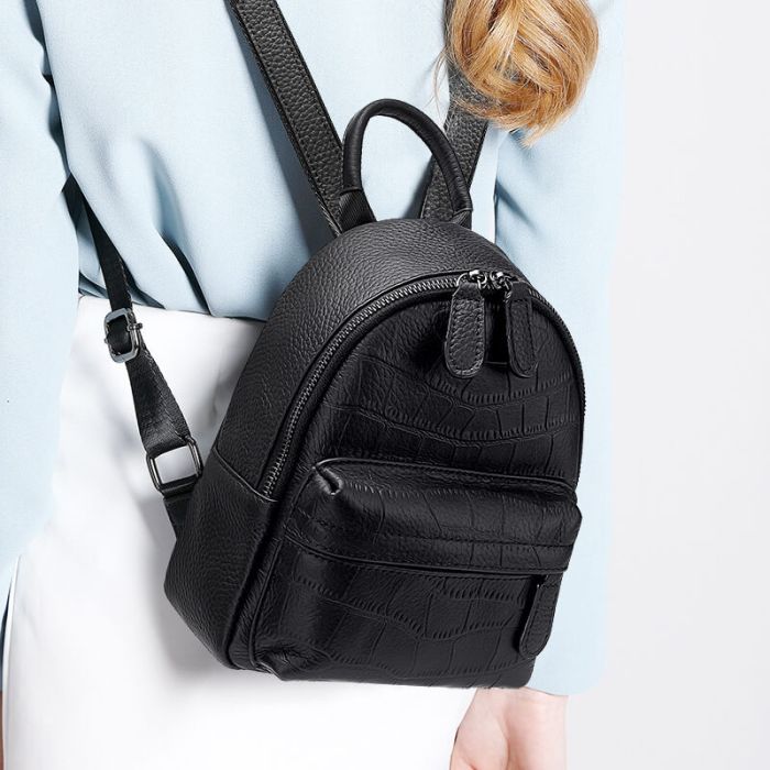kleiner Damen Rucksack Herren elegant schwarz
