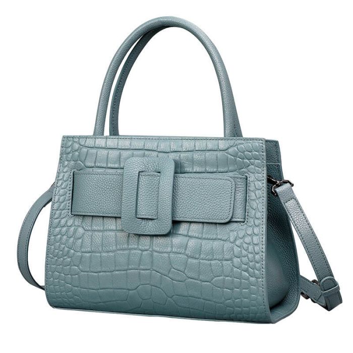 handtasche kroko-optik blau
