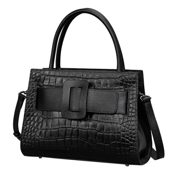 Damen Handtasche Leder Umhängetasche Kroko Optik