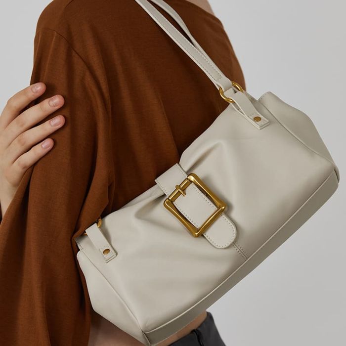 Damen Schultertasche Leder kleine Handtasche schwarz und weiß Unterarmtasche