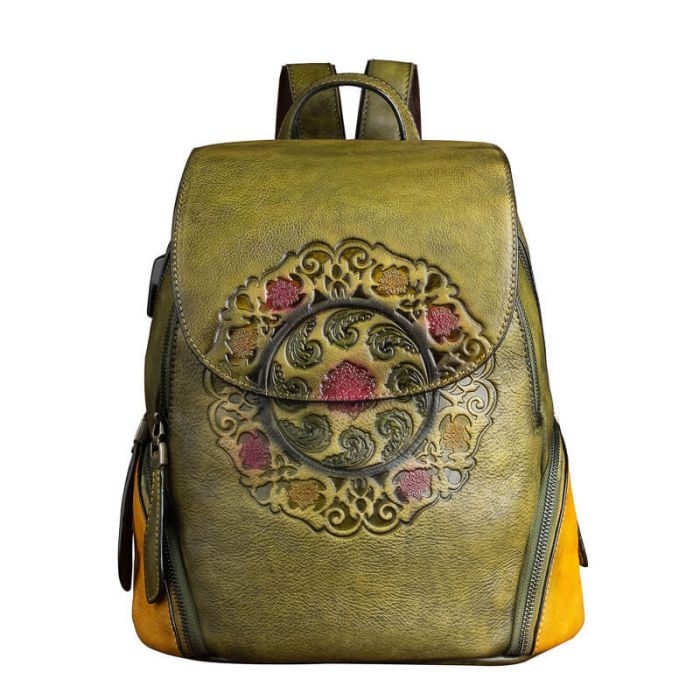 Leder Rucksack Damen Retro Freizeitrucksack für Frauen