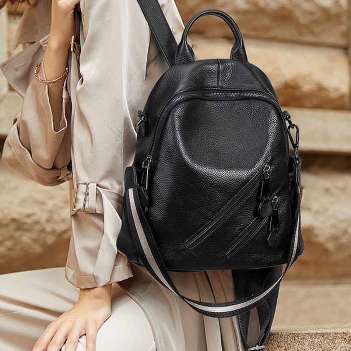 moderner Rucksack Scchultertasche Damen 2in1 aus Leder für Freizeit