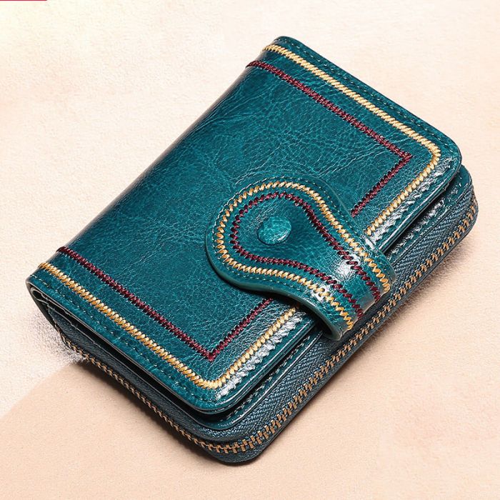 Vintage Portemonnaie Leder Damen kleine Geldbörse RFID Schutz