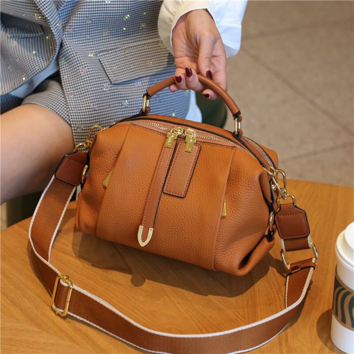 elegante Umhängetasche Damen mit breitem Gurt Handtasche