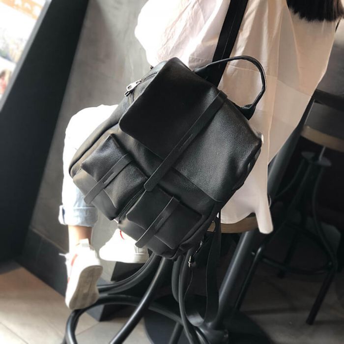 Rucksack Damen schwarz Leder für Alltag und Reisen