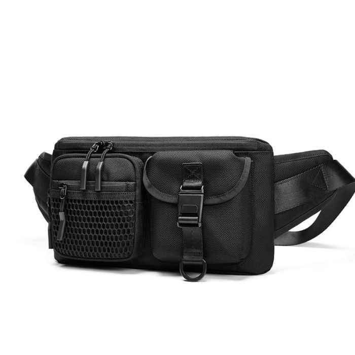 wasserdichte Hüfttasche Herren Oxford Gürteltasche Brusttasche schwarz
