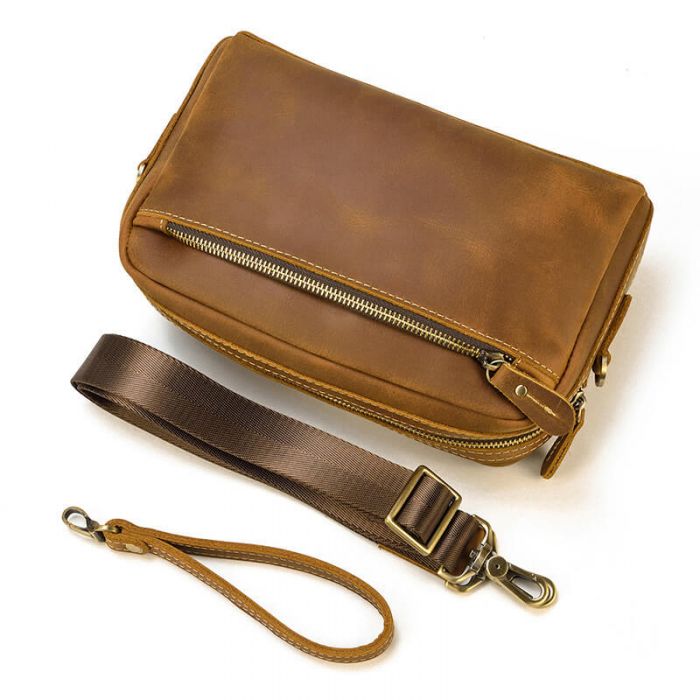 kleine Umhängetasche Herren Vintage Clutch Leder