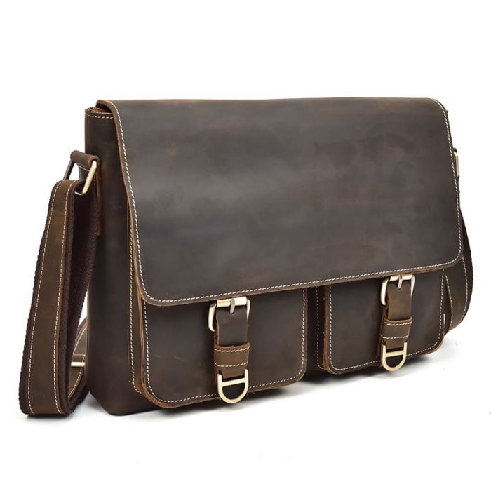 Retro Herren Umhängetasche Leder Businesstasche Vintage