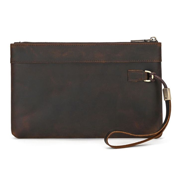 Herren Clutch Leder mit Handgelenkgurt Kartenfächer