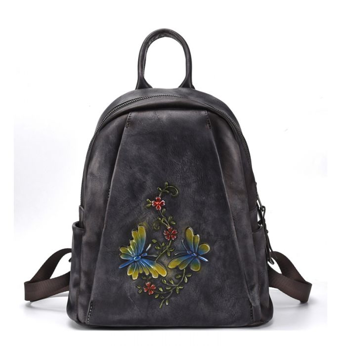 Lederrucksack City Rucksack Damen Leder Vintage