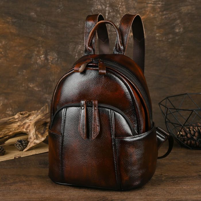 eleganter damen rucksack leder