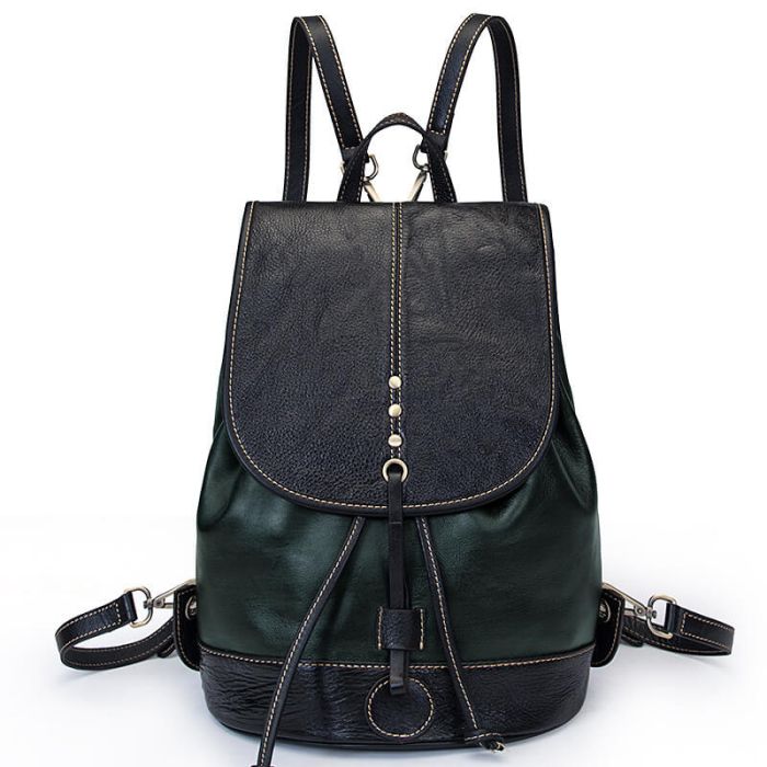 Leder Rucksack Vintage Damen mit Tascheklappe
