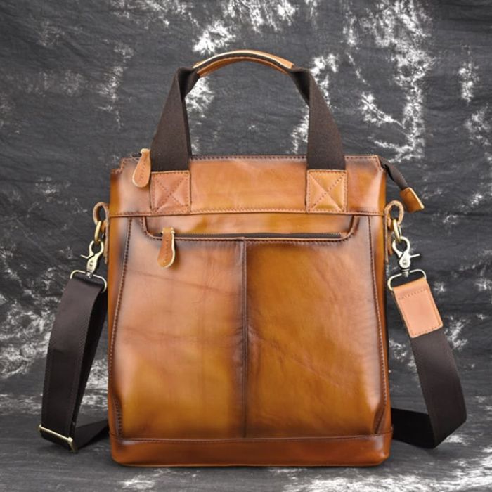 Business Umhängetasche DIN A4 Hochformat Herren Vintage Leder mit Laptopfach