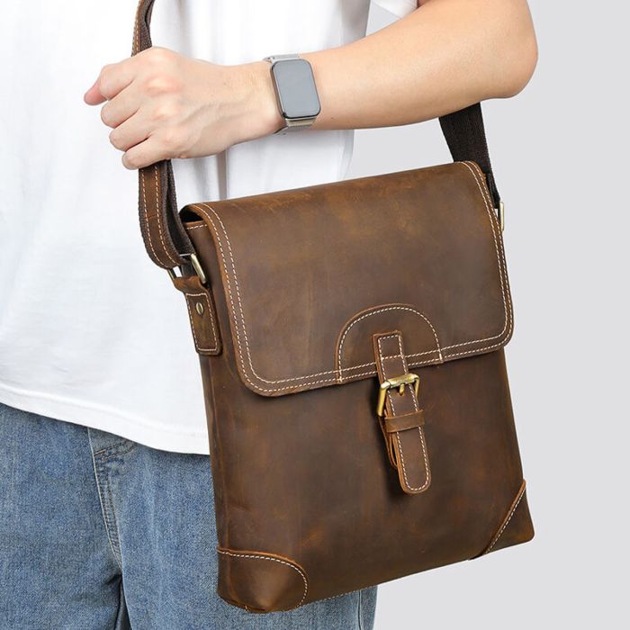 kleine Umhängetasche Herren Leder braun Vintage