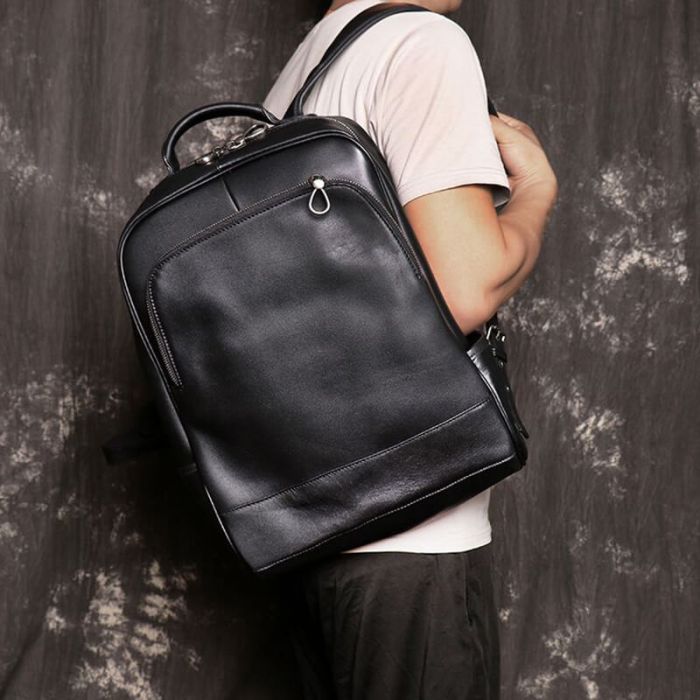 rucksack herren leder schwarz
