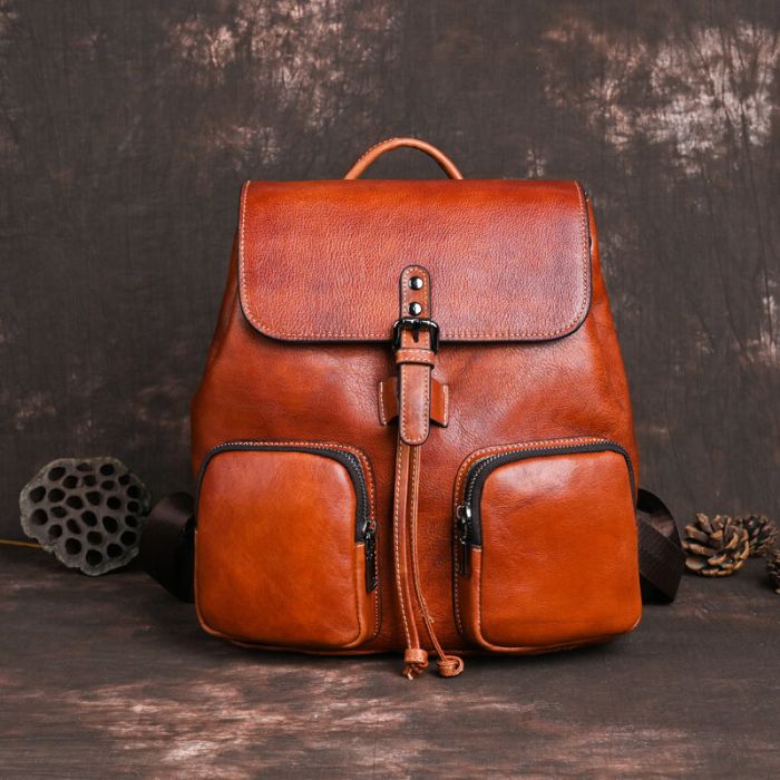 retro Damen Echtleder Rucksack für Alltag