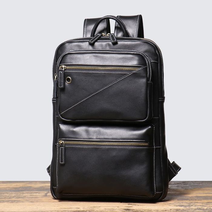 Business Rucksack Herren echt Leder schwarz für Arbeit
