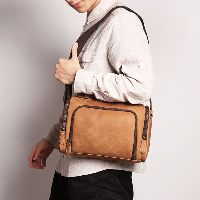 Vintage Umhängetasche Herren Leder braun für Freizeit