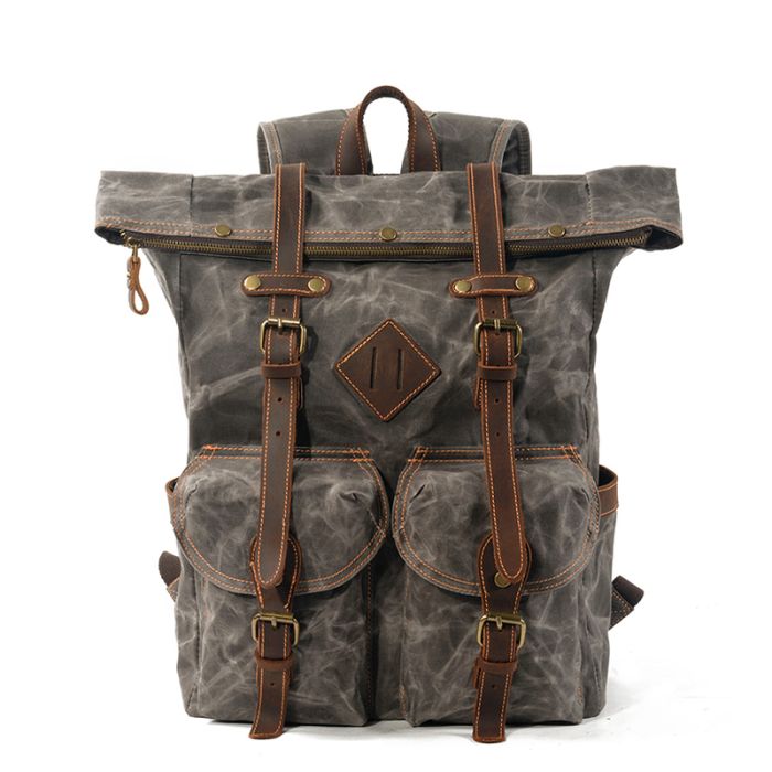 groß Retro Rucksack gewachste Baumwolle Herren für Reisen