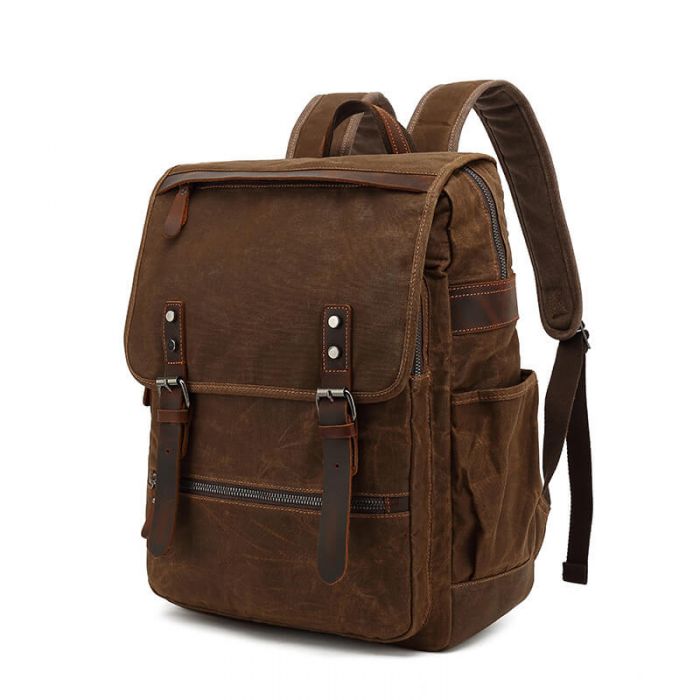 gewachstes Canvas Rucksack wasserdicht Tagesrucksack Herren mit Laptopfach