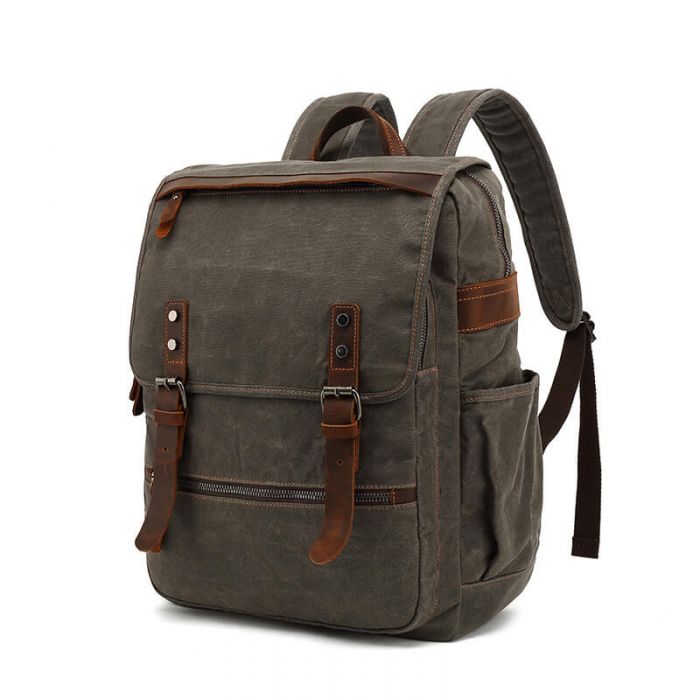 gewachstes Canvas Rucksack wasserdicht Tagesrucksack Herren mit Laptopfach